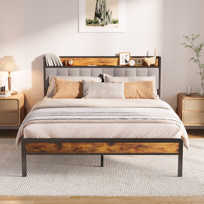 Warlo Metal Platform Bed - Chic Decora