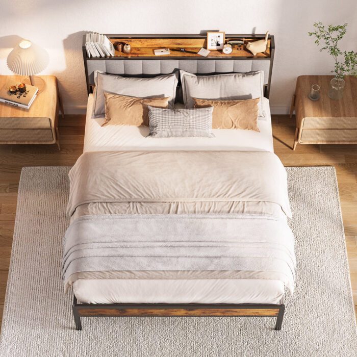 Warlo Metal Platform Bed - Chic Decora