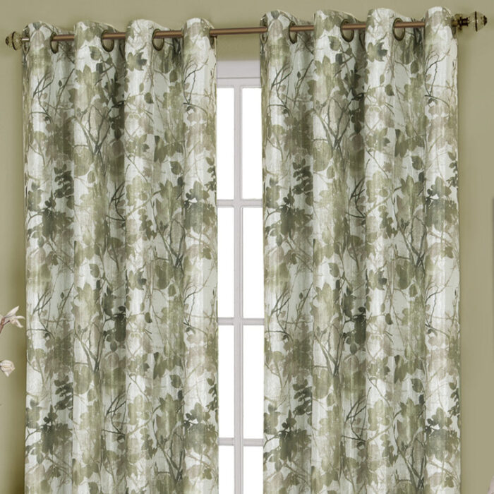 Warrenup Floral Energy Efficient 98% Blackout Thermal Grommet Lined Curtain Panels (Set of 2) (Set of 2) - Chic Decora