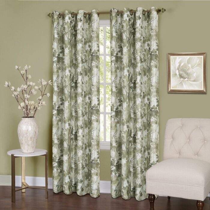 Warrenup Floral Energy Efficient 98% Blackout Thermal Grommet Lined Curtain Panels (Set of 2) (Set of 2) - Chic Decora