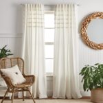 Water’s Edge 100% Cotton Striped Semi-Sheer Rod Pocket Curtain Panels (Set of 2) - Chic Decora