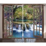 Waterfall Decor Graphic Print Semi-Sheer Rod Pocket Curtain Panels (Set of 2) - Chic Decora