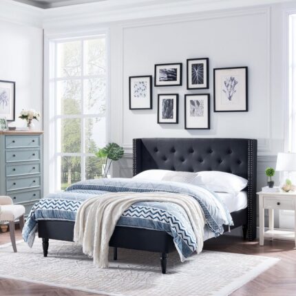 Wellow Upholstered Wingback Bed - Chic Decora