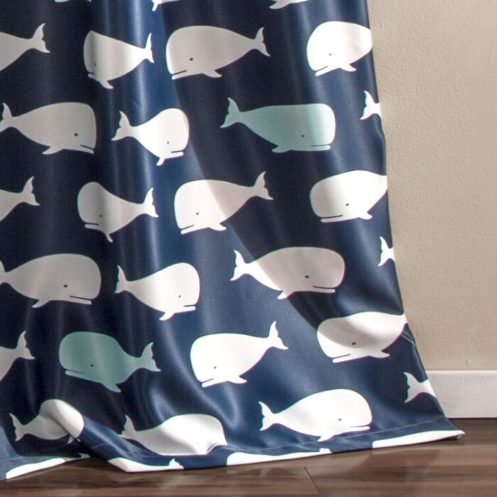 Whale Polyester Room Darkening Curtain Pair (Set of 2) - Chic Decora