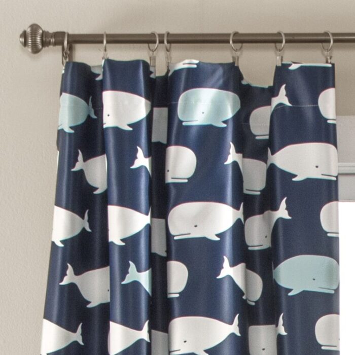 Whale Polyester Room Darkening Curtain Pair (Set of 2) - Chic Decora