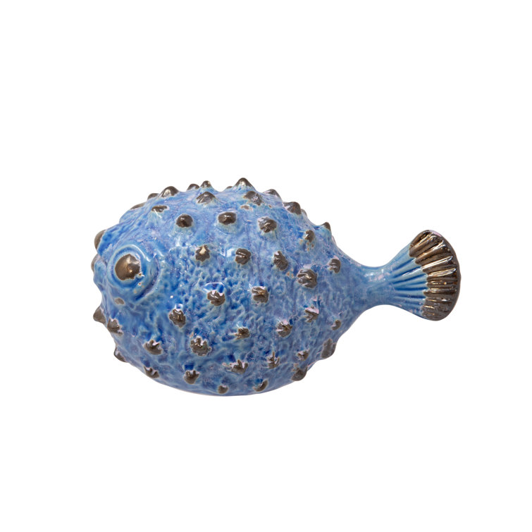 Whimsical Coastal Ceramic Pufferfish Figurine - Chic Decora