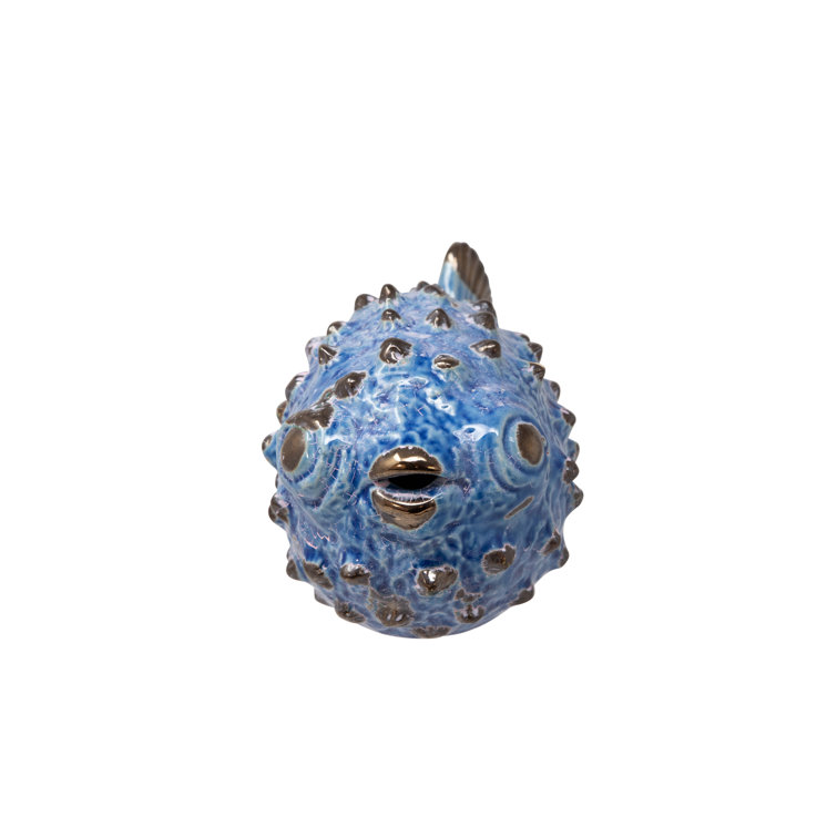 Whimsical Coastal Ceramic Pufferfish Figurine - Chic Decora