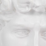 White Polyresin 13″ Greek God Head Sculpture with Bubble Gum Accent – 8″ x 9″ x 13″ - Chic Decora