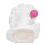 White Polyresin 13″ Greek God Head Sculpture with Bubble Gum Accent – 8″ x 9″ x 13″ - Chic Decora