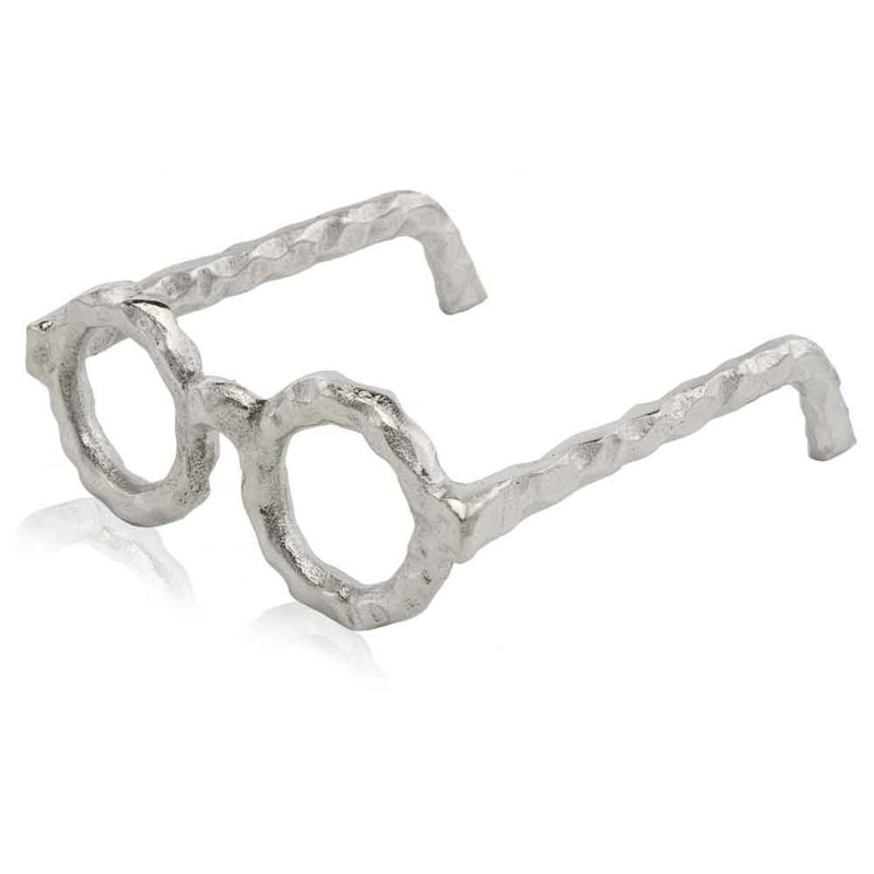 Winooski Hammered Silver Metal Eyeglasses Sculpture - Chic Decora