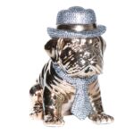 Wolken Bronze Bulldog with Rhinestone Hat & Tie – 10″ Tall - Chic Decora