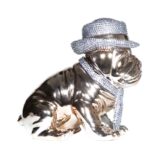 Wolken Bronze Bulldog with Rhinestone Hat & Tie – 10″ Tall - Chic Decora