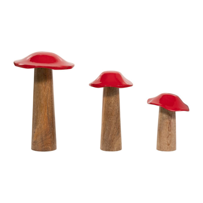 Wood Red Toadstool Mushroom Wood Figurines, Adds a Touch of Nature’s Elegance to Home Decor - Chic Decora