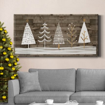 Wooded White Christmas Collection D Premium Gallery Wrapped Canvas – Ready To Hang - Chic Decora