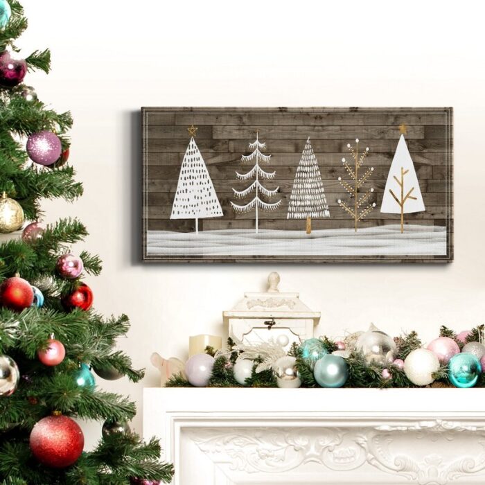 Wooded White Christmas Collection D Premium Gallery Wrapped Canvas – Ready To Hang - Chic Decora