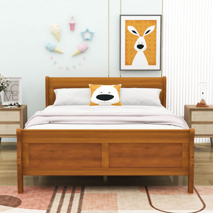 Wooden Platform Bed with Headboard and Footboard - Chic Decora