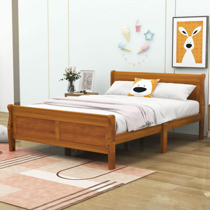 Wooden Platform Bed with Headboard and Footboard - Chic Decora