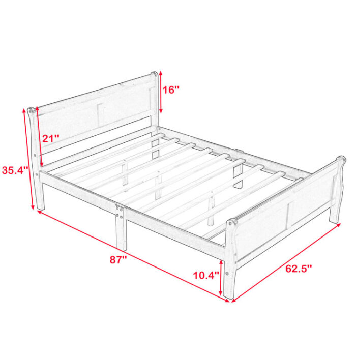 Wooden Platform Bed with Headboard and Footboard - Chic Decora