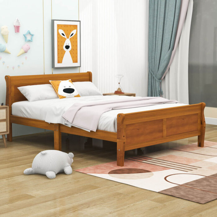 Wooden Platform Bed with Headboard and Footboard - Chic Decora