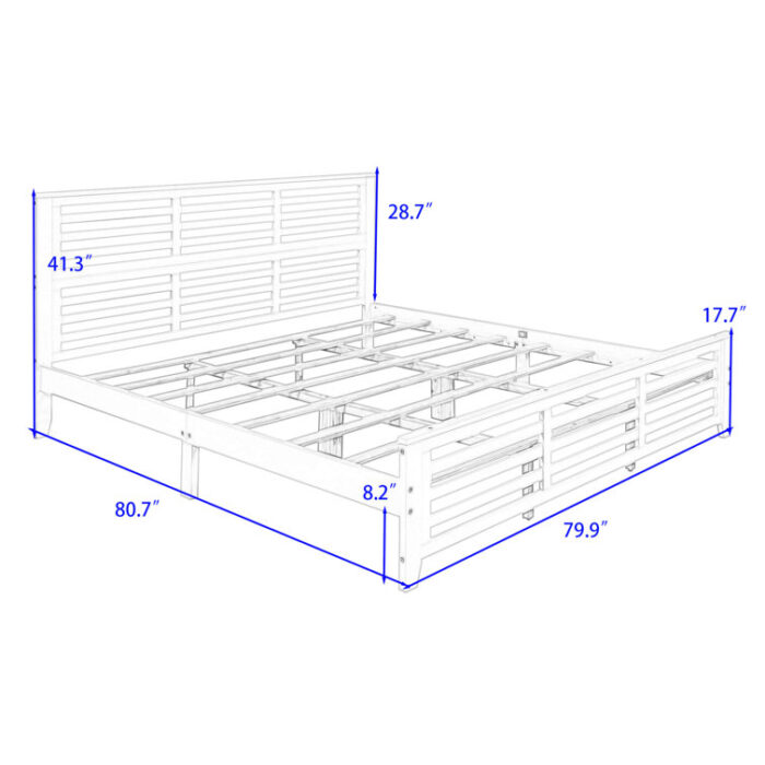 Wooden Platform Bed with Headboard and Slats Support - Chic Decora