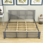 Wooden Platform Bed with Headboard and Slats Support - Chic Decora