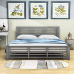 Wooden Platform Bed with Headboard and Slats Support - Chic Decora