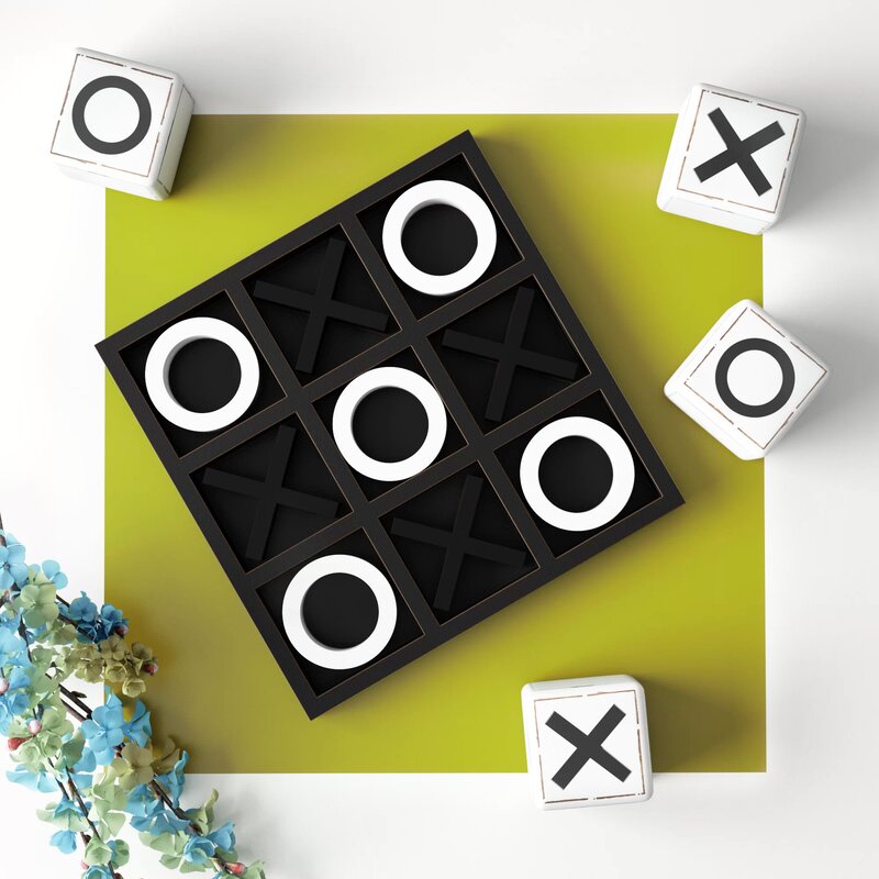 Wooden Tic Tac Toe Game Set with White Os - Chic Decora