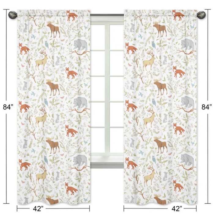 Woodland Toile Wildlife Semi-Sheer Rod Pocket Curtain Panels (Set of 2) - Chic Decora