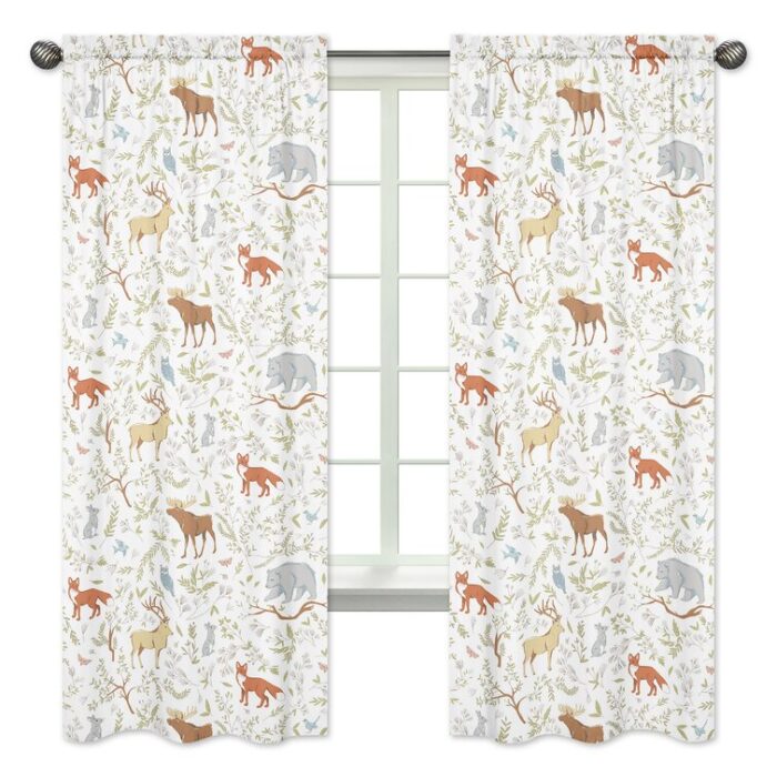 Woodland Toile Wildlife Semi-Sheer Rod Pocket Curtain Panels (Set of 2) - Chic Decora