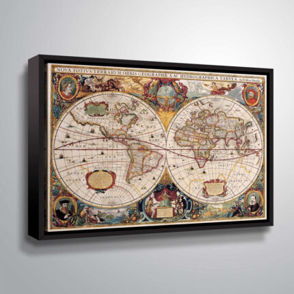 World Map by Henricus Hondius Graphic Art on Canvas - Chic Decora