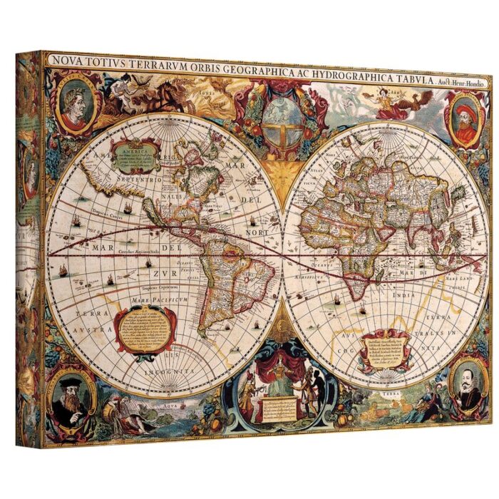 World Map by Henricus Hondius Graphic Art on Canvas - Chic Decora