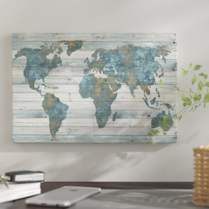 World Map on Wood by Jamie Macdowell – Print - Chic Decora