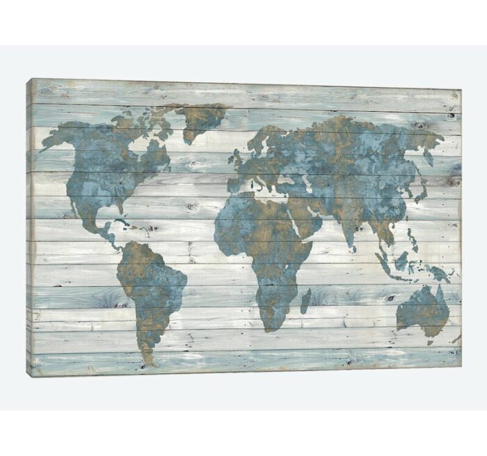 World Map on Wood by Jamie Macdowell – Print - Chic Decora