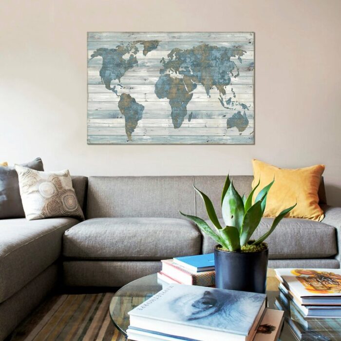 World Map on Wood by Jamie Macdowell – Print - Chic Decora