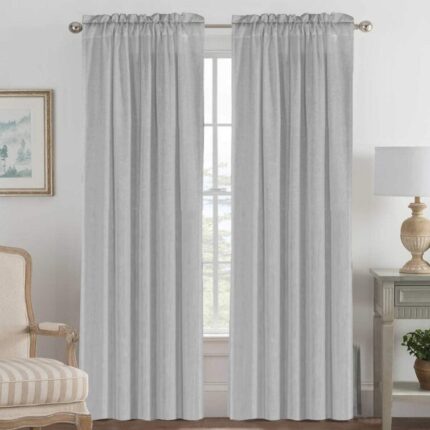 Wyckoff Solid Color Semi-Sheer Rod Pocket Curtain Panels (Set of 2) - Chic Decora