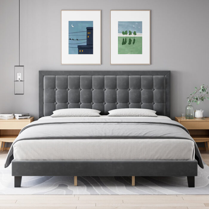 Yanay Upholstered Platform Bed - Chic Decora