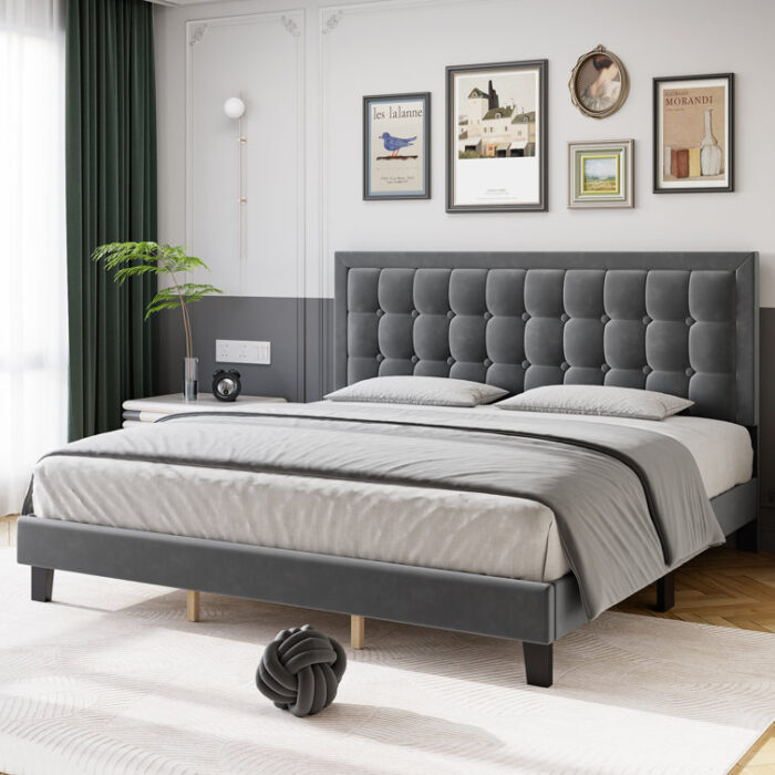 Yanay Upholstered Platform Bed - Chic Decora