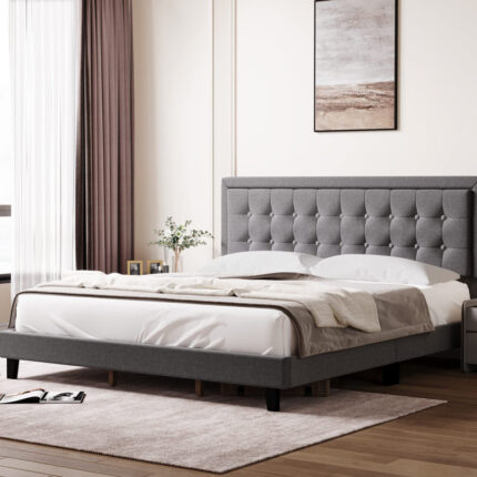 Yanay Upholstered Platform Bed - Chic Decora