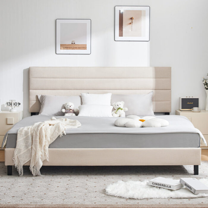 Yeudiel Upholstered Platform Bed - Chic Decora