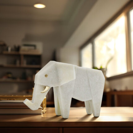 Your Space 11-inch Andora Elephant Statuary in White Resin – 11″ x 6″ x 7″ - Chic Decora