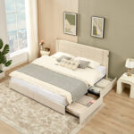 Yuritza Bed Frame with 4 Storage Drawers and USB Ports Charging Station Platform Bed - Chic Decora