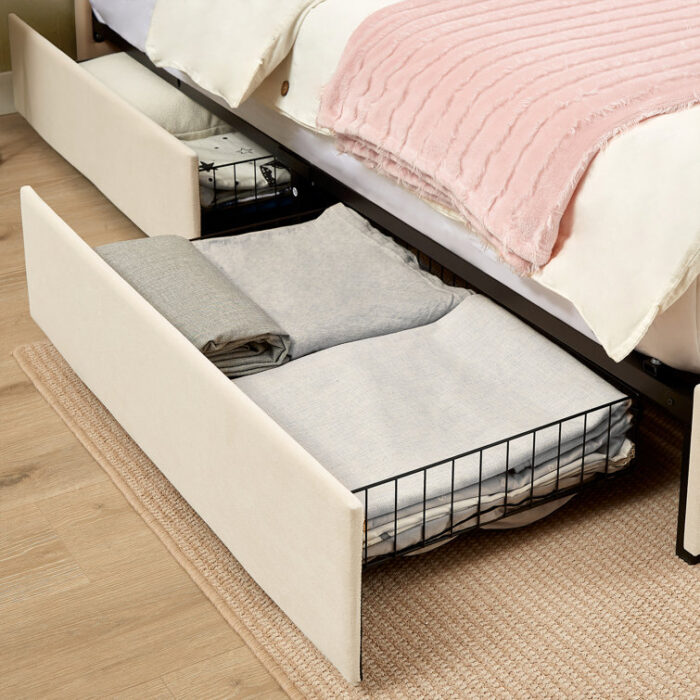 Yuritza Bed Frame with 4 Storage Drawers and USB Ports Charging Station Platform Bed - Chic Decora