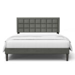 Zanari Upholstered Modern Low Profile Platform Queen Size Bed with Tufted Headboard - Chic Decora