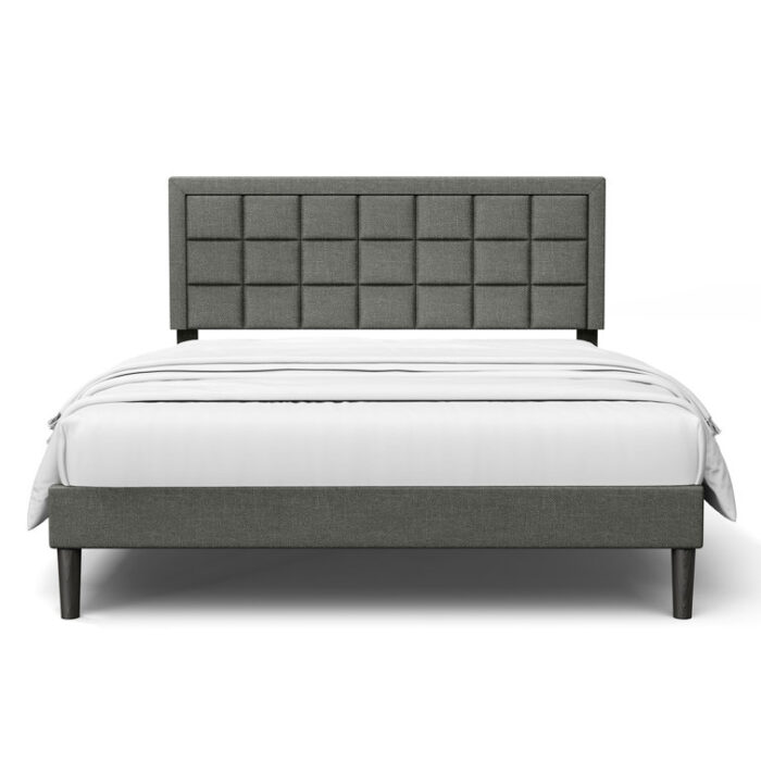 Zanari Upholstered Modern Low Profile Platform Queen Size Bed with Tufted Headboard - Chic Decora