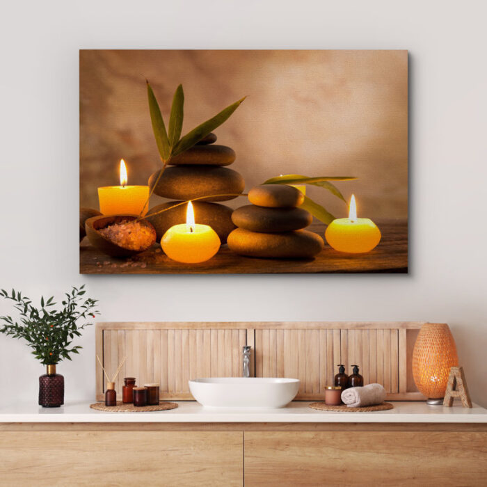 Zen Stones Relax and Calm Massage Laundry Room Bathroom Decor Large Canvas Wall Pictures Art Print - Chic Decora