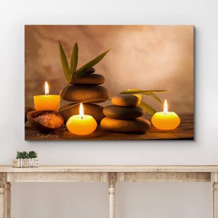 Zen Stones Relax and Calm Massage Laundry Room Bathroom Decor Large Canvas Wall Pictures Art Print - Chic Decora