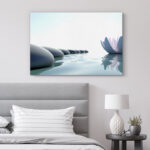 Zen Stones Serene Spa Massage White Water Lily Photograph Pictures Canvas Print Bathroom Wall Art - Chic Decora