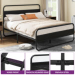 Zuberi Heavy-Duty Anti-Sway Steel Tube Iron Bed with Headboard Under the Bed for Storage - Chic Decora