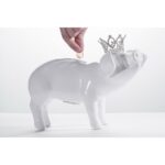 Dulcinea White Piggy Bank with Tiara – 12″ long - Chic Decora