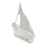 11.5″ White and Tan Cape Cod Inspired Ship with Sails Table Top Decoration - Chic Decora